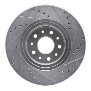Ford Five Hundred Brake Rotor (1) - Front Left - R1 Concepts - Drilled & Slotted - Silver - `05-`09